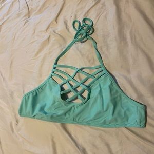 Teal Bikini Top with Criss Cross Strings
